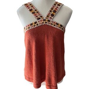 Madewell Terracotta and Multicolor Strappy‎ Tank Top Knit Sweater Boho Casual XS